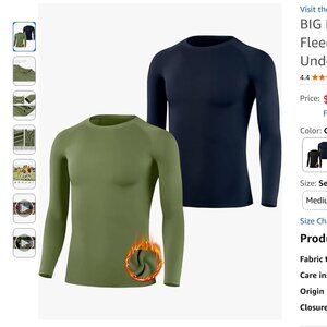 Youth Boys Compression Thermal Shirts undershirts - Blue and Green (Small 7-8Y)